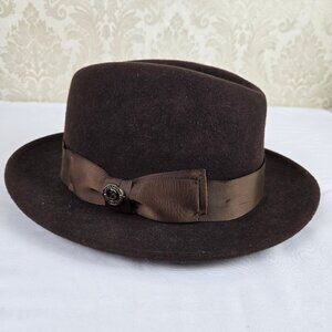 Bruno Capelo Luxury Headware Size Large Brown Fedora Hat Australian Wool Chicago